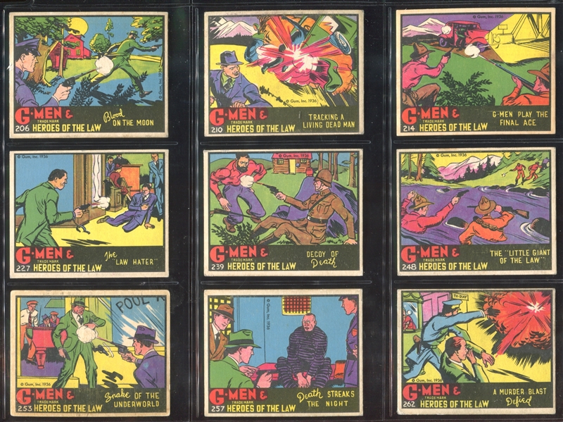 R60 Gum Inc G-Men and the Heroes of the Law Lot of (97) Cards with (17) 200/300 Series