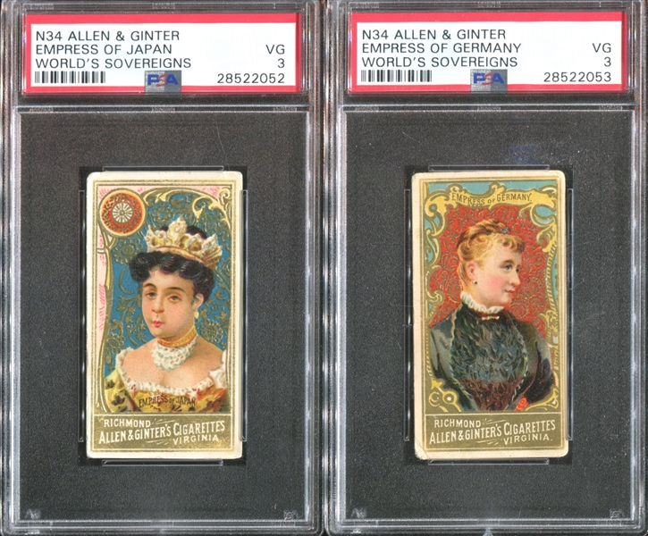 N34 Allen & Ginter World's Decorations Lot of (2) Cards