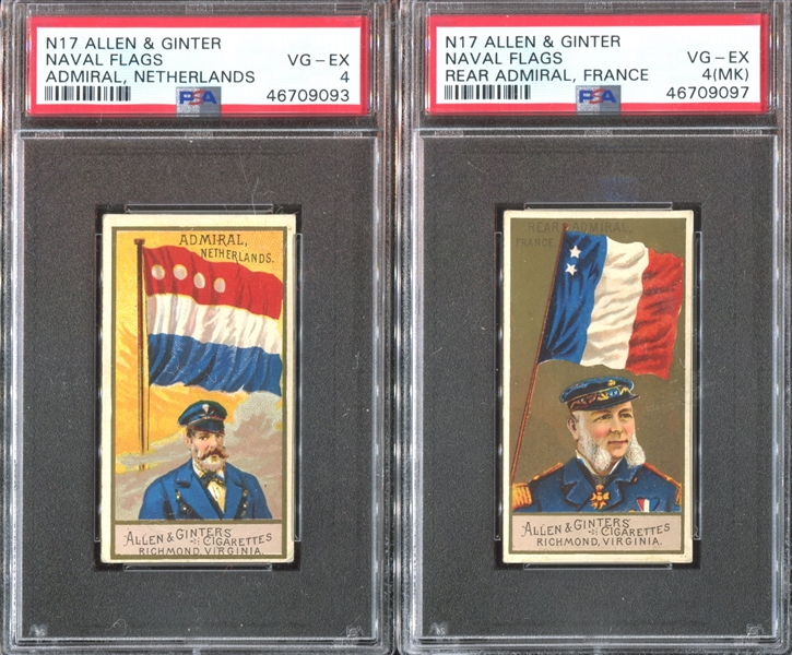 N17 Allen & Ginter Naval Flags Lot of (2) Cards 