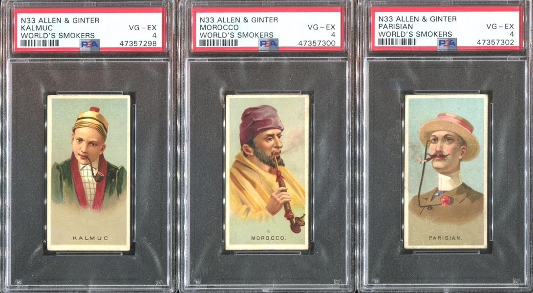 N33 Allen & Ginter World's Smokers Lot of (3) PSA4 VGEX Graded Cards