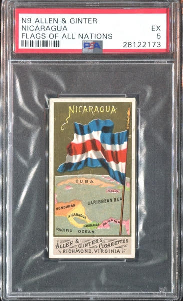 N9 Allen & Ginter Flags of the World (Series 1) Nicaragua PSA5 EX