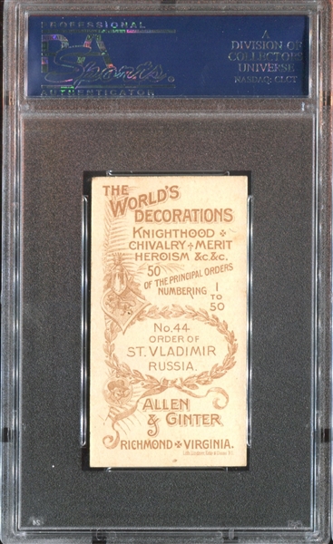 N30 Allen & Ginter World's Decorations #44 Order of St. Vladimir Russia PSA6 EXMT