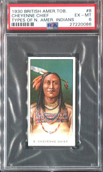 1930 British American Tobacco Types of N.Amer Indians #8 Cheyene Chief PSA6 EXMT