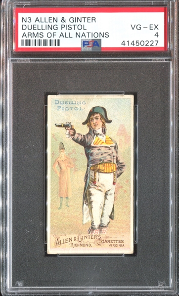 N3 Allen & Ginter Arms of All Nations Dueling Pistol PSA4 VGEX