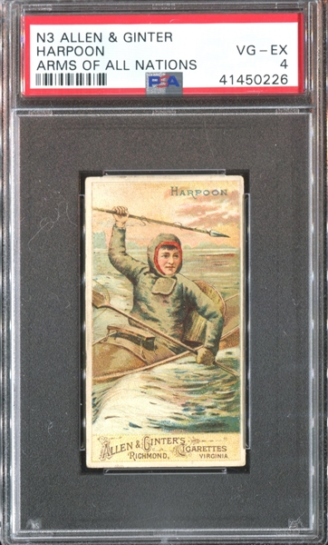 N3 Allen & Ginter Arms of All Nations Harpoon PSA4 VGEX