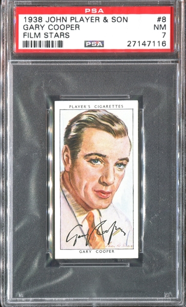 1938 John Player & Son Film Stars #8 Gary Cooper PSA7 NM