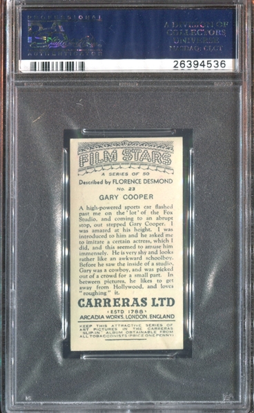 1936 Carreras Film Stars #23 Gary Cooper PSA7 NM