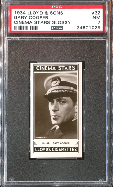 1934 Lloyd & Sons Cinema Stars (Glossy) #32 Gary Cooper PSA7 NM