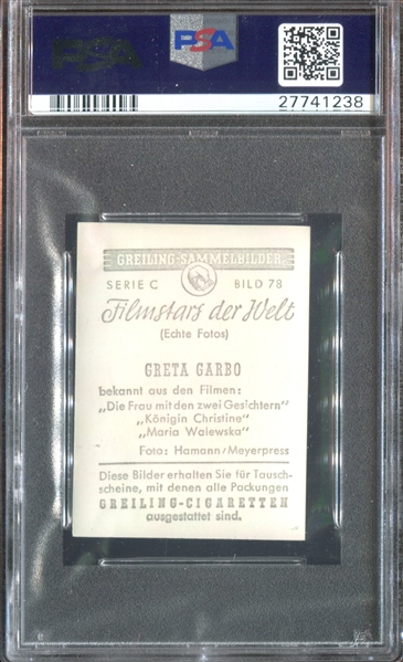 1950 Greiling Filmstars Der Welt #78 Greta Garbo PSA7 NM