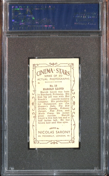 1933 Nicolas Sarony Cinema Stars #13 Harold Lloyd PSA6 EXMT