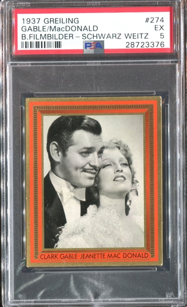 1937 Greiling B.Filmbilder #274 Gable/MacDonald #274 PSA5 EX