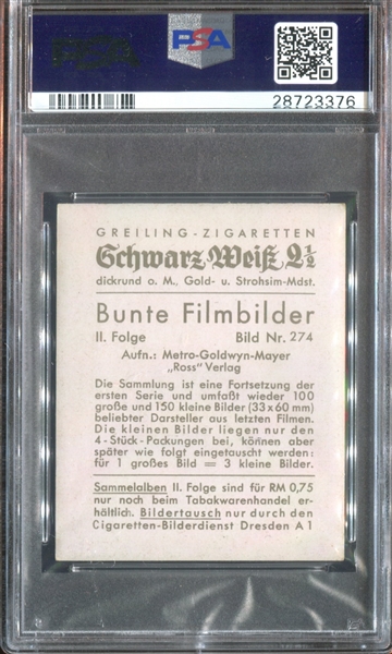 1937 Greiling B.Filmbilder #274 Gable/MacDonald #274 PSA5 EX