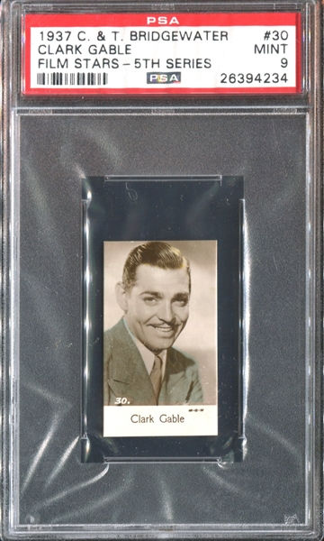 1937 Bridgewater Film Stars (5th Series) #30 Clark Gable PSA9 Mint