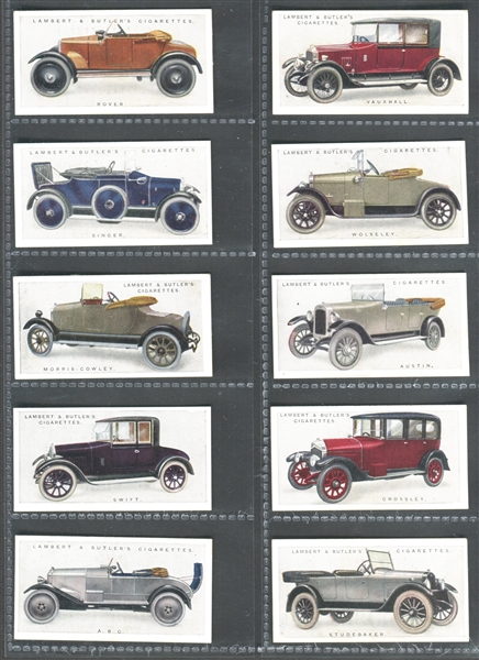 1923 Lambert & Butler Motor Cars Complete (Series 1/2) Set of (50) Cards