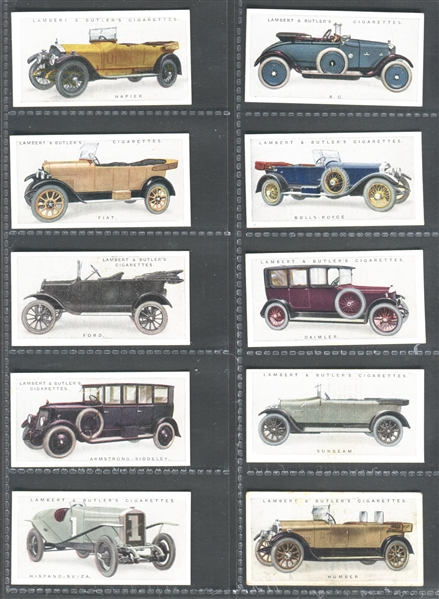 1923 Lambert & Butler Motor Cars Complete (Series 1/2) Set of (50) Cards