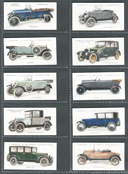 1923 Lambert & Butler Motor Cars Complete (Series 1/2) Set of (50) Cards