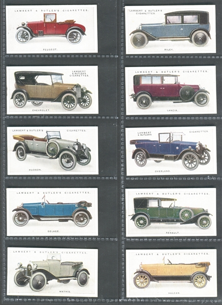 1923 Lambert & Butler Motor Cars Complete (Series 1/2) Set of (50) Cards