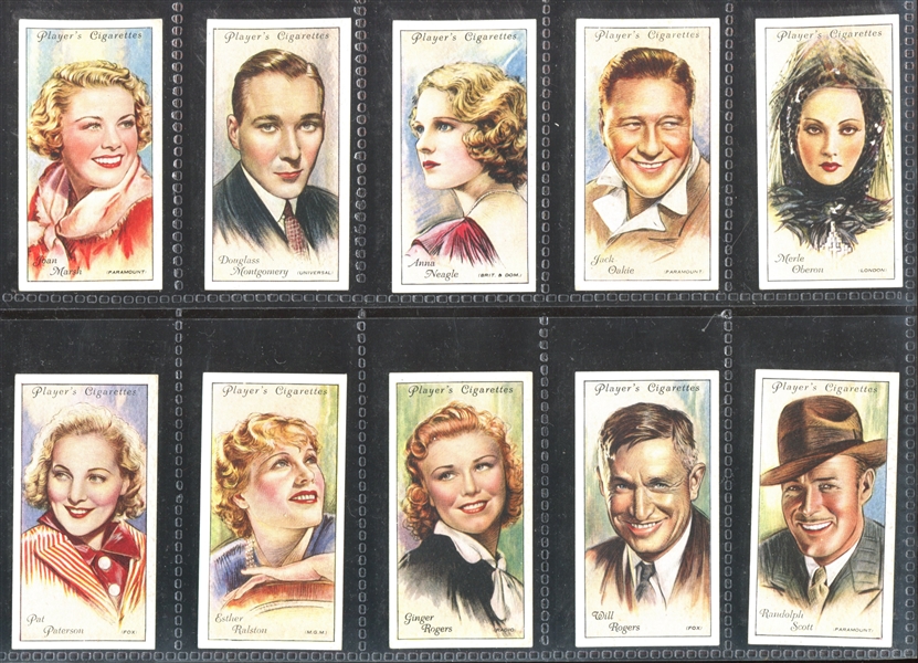 1934 John Player Film Stars (2nd Series) Complete Set of (50) Cards