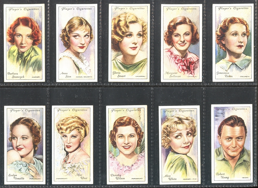 1934 John Player Film Stars (2nd Series) Complete Set of (50) Cards