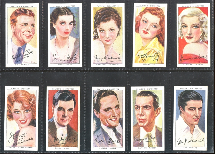 1938 John Player Film Stars (3nd Series) Complete Set of (50) Cards