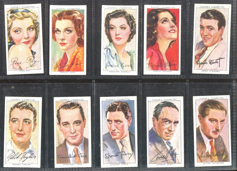 1938 John Player Film Stars (3nd Series) Complete Set of (50) Cards