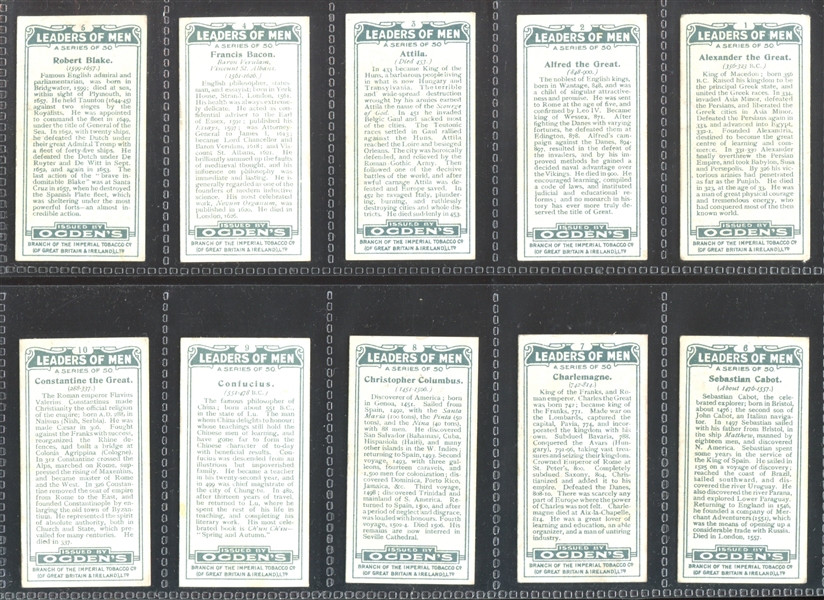 1924 Ogden's Leaders of Men Complete Set of (50) Cards with Lincoln and More