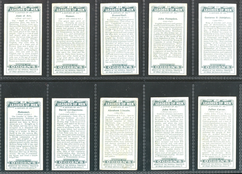 1924 Ogden's Leaders of Men Complete Set of (50) Cards with Lincoln and More