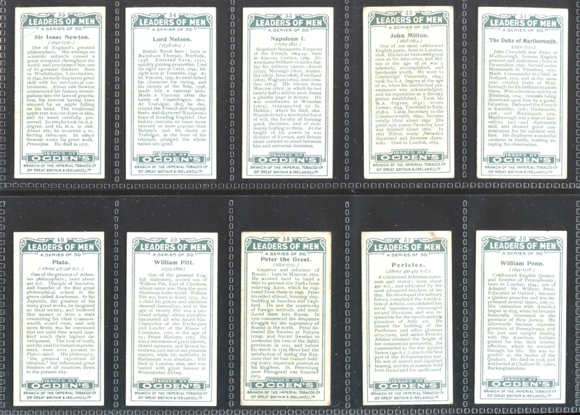 1924 Ogden's Leaders of Men Complete Set of (50) Cards with Lincoln and More