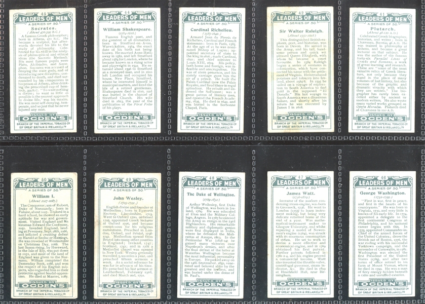 1924 Ogden's Leaders of Men Complete Set of (50) Cards with Lincoln and More