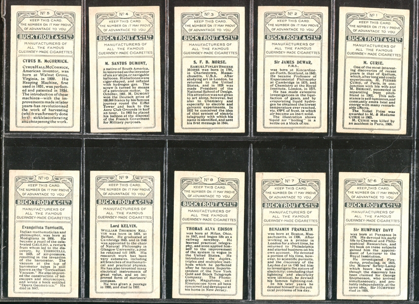 1924 Bucktrout Inventors Complete Set of (20) With Edison and Franklin