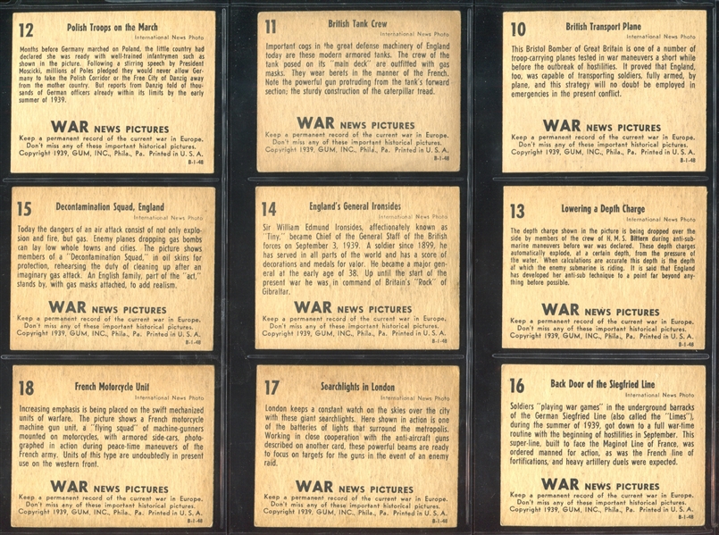 R165 Gum Inc War News Pictures Near Complete Set of (132/144) Cards