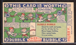 1940s/1950s Frank H. Fleer Dubble Bubble Redemption Trade Card