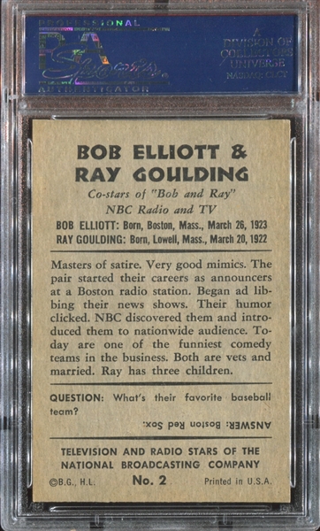 1953 Bowman T.V. & Radio NBC #2 Elliott & Goulding PSA5 EX