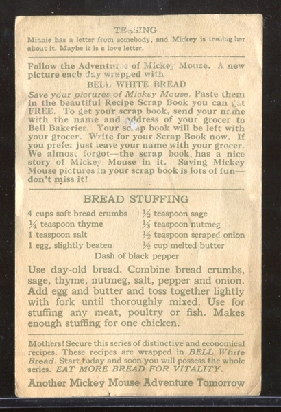 D97-2 Bell's Bread Mickey Mouse Recipes Unlisted Image