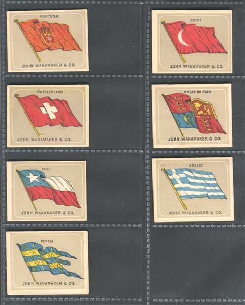 H624 John Wanamaker Flag Card Lot of (7) 