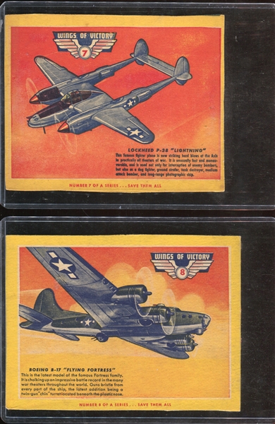 F279-19 Quaker Wings of Victory Lot of (8) Airplane Cards