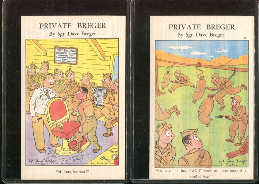 1943 King Features Private Breger Complete Set of (24) Comic Postcards