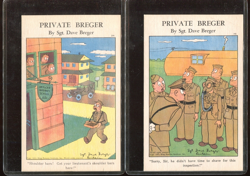 1943 King Features Private Breger Complete Set of (24) Comic Postcards