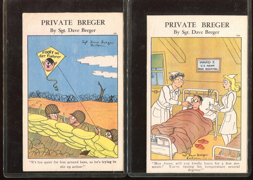 1943 King Features Private Breger Complete Set of (24) Comic Postcards