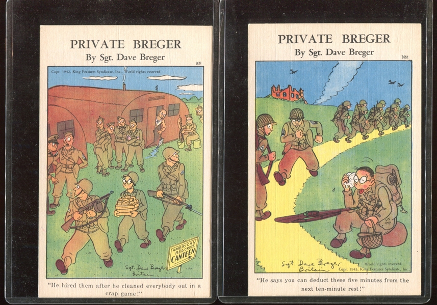 1943 King Features Private Breger Complete Set of (24) Comic Postcards