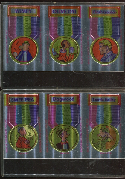 1975 Hanna-Barbera Make 'Em Heroes Put-Ons Complete Set of (24) Foil Cards on (8) Sheets