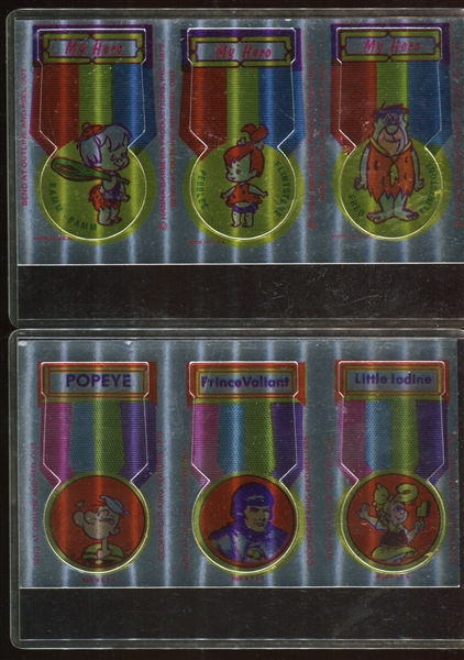 1975 Hanna-Barbera Make 'Em Heroes Put-Ons Complete Set of (24) Foil Cards on (8) Sheets