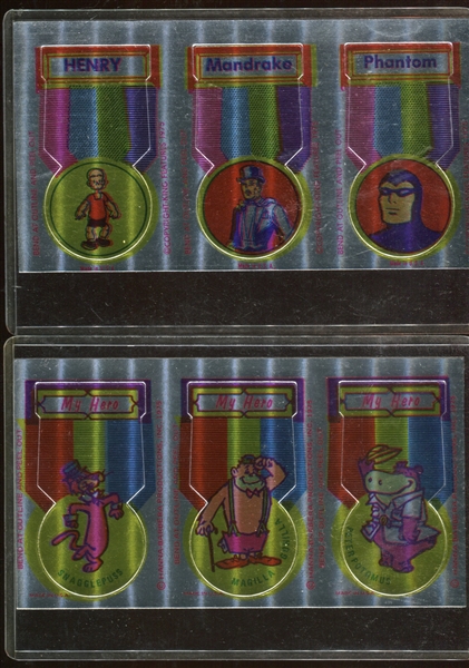 1975 Hanna-Barbera Make 'Em Heroes Put-Ons Complete Set of (24) Foil Cards on (8) Sheets