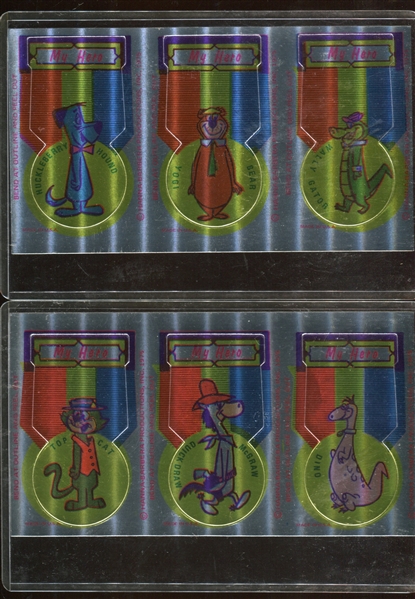 1975 Hanna-Barbera Make 'Em Heroes Put-Ons Complete Set of (24) Foil Cards on (8) Sheets