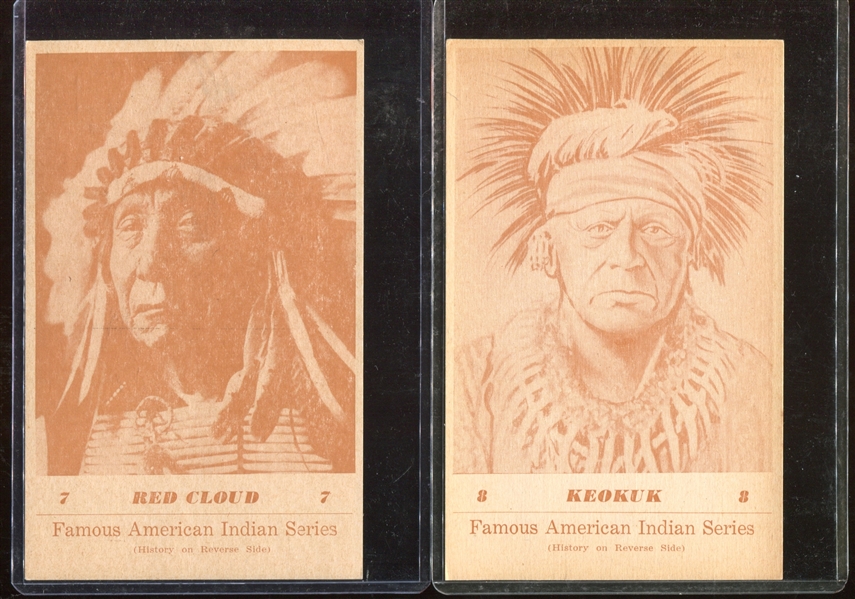 1941 G.I. Groves Famous American Indian Series Complete Set of (12) High Grade Postcards