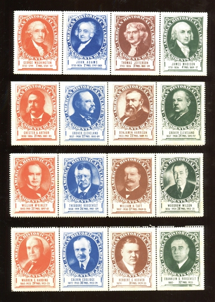 1936 American Oil Company Complete Set of (32) President Stamps and Album