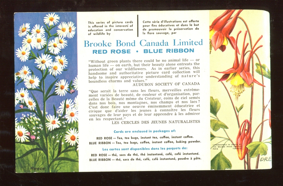 FC34-4 Brooke Bond Wild Flowers of North America Complete Set of (48) Cards in Album with Order Form