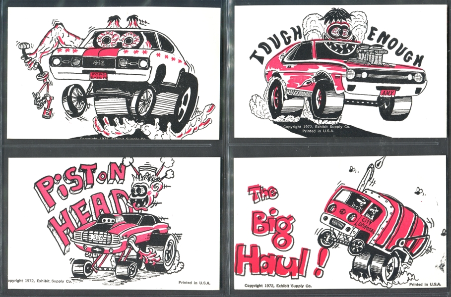 1972 Exhibit Supply Cartoon Cars Complete Set of (16) Cards