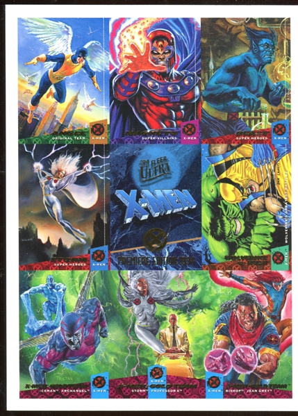 1990's Marvel Masterpieces Lot of (4) Nine Card Promo Sheets