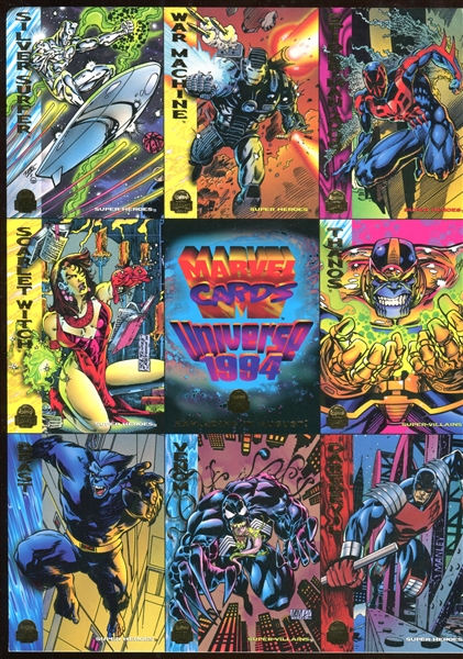 1990's Marvel Masterpieces Lot of (4) Nine Card Promo Sheets